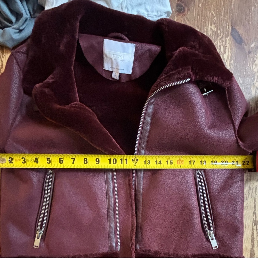 Anthropologie Ett Twa burgandy moto jacket. Large - Picture 6 of 8